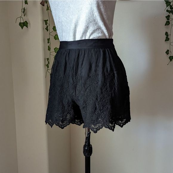 Ambiance Pants - Ambiance Black Lace High Waisted Mini Shorts Sz L